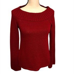 Ann Taylor Loft Red Scoop Neck Sweater, Size Small